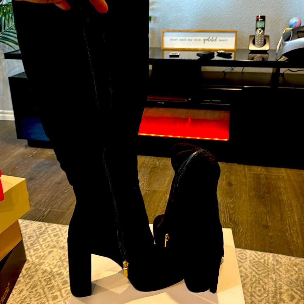 Tall black suede boot (gently worn)